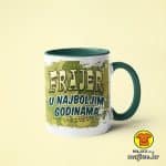 FRAJER U NAJBOLJIM GODINAMA šalica s natpisom 0011 zelena