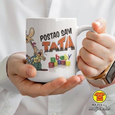 POSTAO SAM TATA šalica s natpisom 0005 BIJELA
