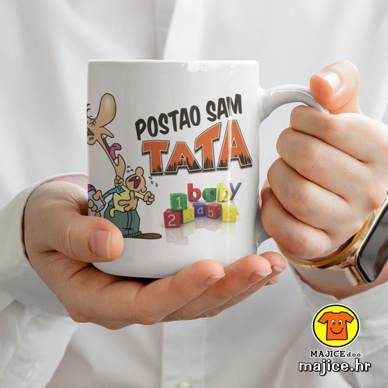POSTAO SAM TATA šalica s natpisom 0005 BIJELA POSTAO SAM TATA šalica s natpisom 0005 BIJELA