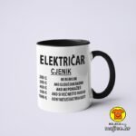 ELEKTRIČAR CJENIK šalica s natpisom 00169