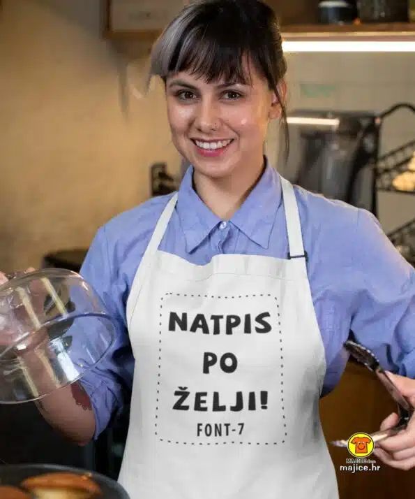 PREGAČA S NATPISOM PO ŽELJI pregače s natpisima bijela font 7