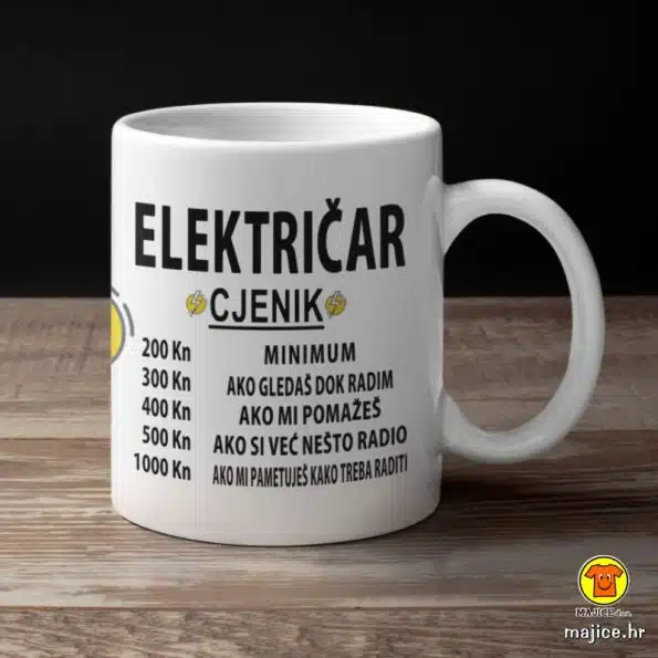 električar cjenik ili zanimanje po želji 0169 šalica s natpisom