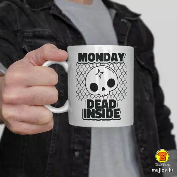 MONDAY DEAD INSIDE šalica s natpisom 0203