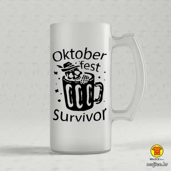 OKTOBERFEST SURVIVOR krigla s natpisom 0023