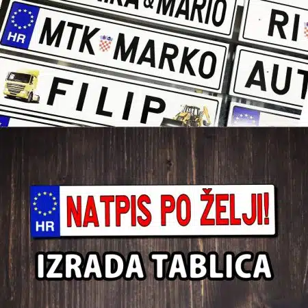 tablica s imenom izrada po želji registracijske tablice