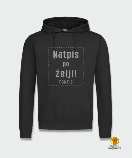 natpis po želji hoodica ST4100 crna font 5 majice s natpisima