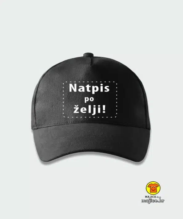 natpis po želji kapa 5P_1 bijeli tekst_crna