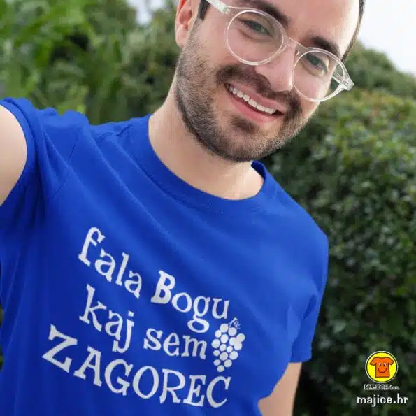 FALA BOGU KAJ SEM ZAGOREC majica sa natpisom-019 plava