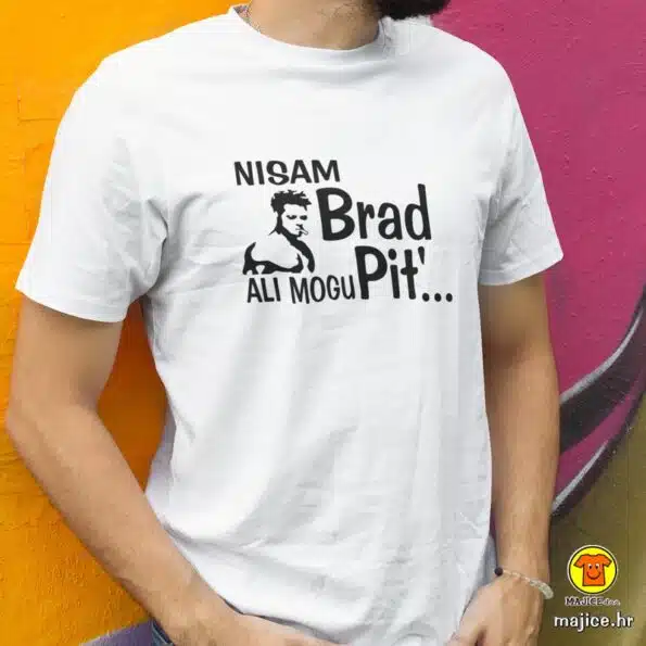 NISAM BRAD ALI MOGU PIT majica sa natpisom-008 bijela