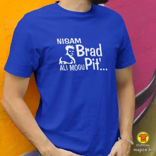 NISAM BRAD ALI MOGU PIT majica sa natpisom-008 plava