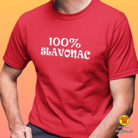 100 POSTO SLAVONAC majica s natpisom 0113 crvena