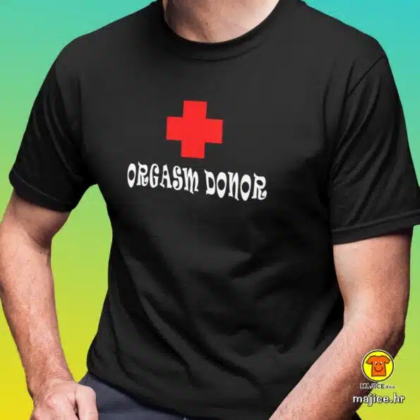 ORGASM DONOR majica s natpisom 0179 crna