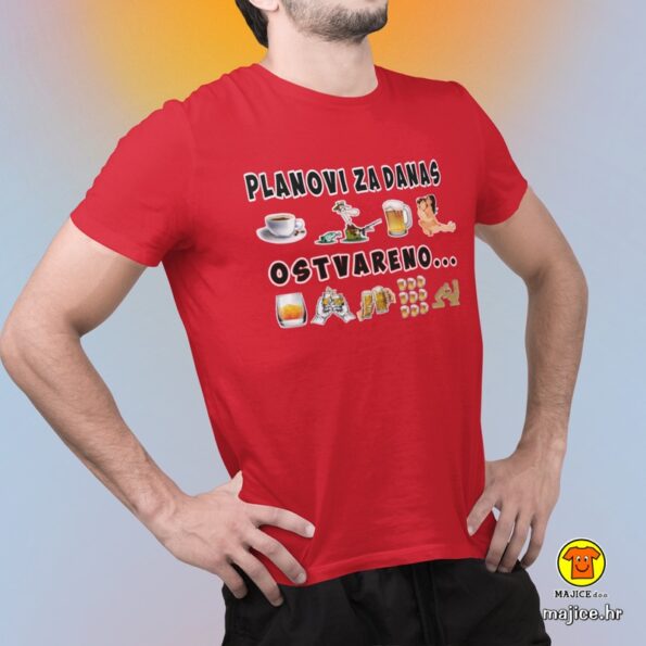PLANOVI ZA DANAS majica s natpisom 0385 crvena
