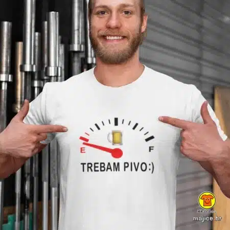 TREBAM PIVO majica s natpisom 0339 bijela