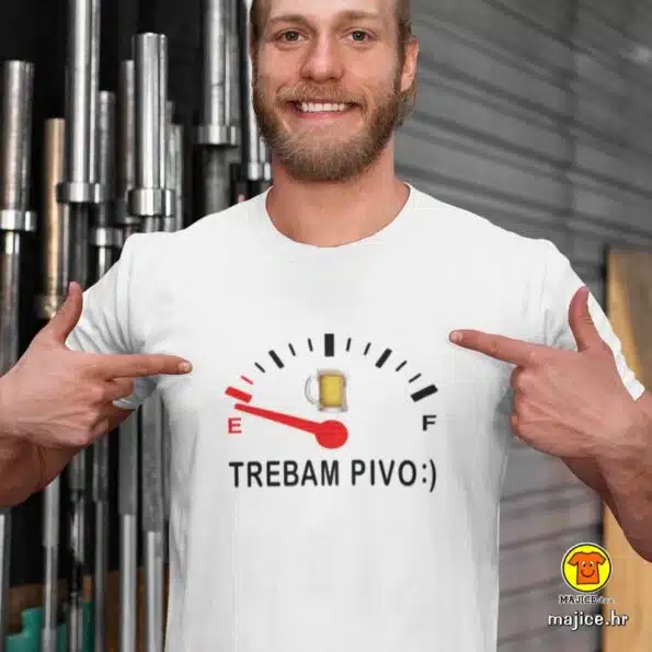 TREBAM PIVO majica s natpisom 0339 bijela