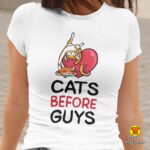 CATS BEFORE GUYS ženska majica s natpisom 00100 bijela