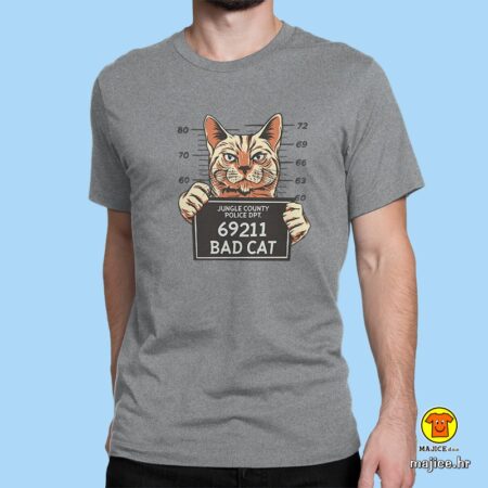 BAD CAT | majica s natpisom siva