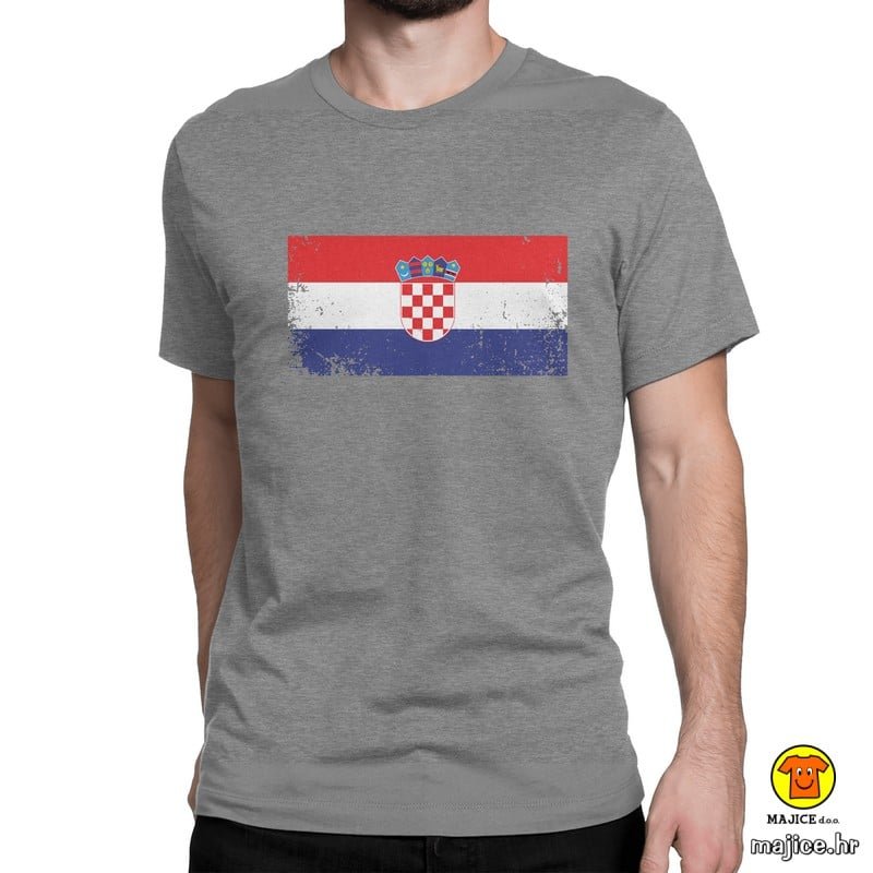 0501-maj-CROATIA HRVATSKA ZASTAVA majica s natpisom 0501 siva