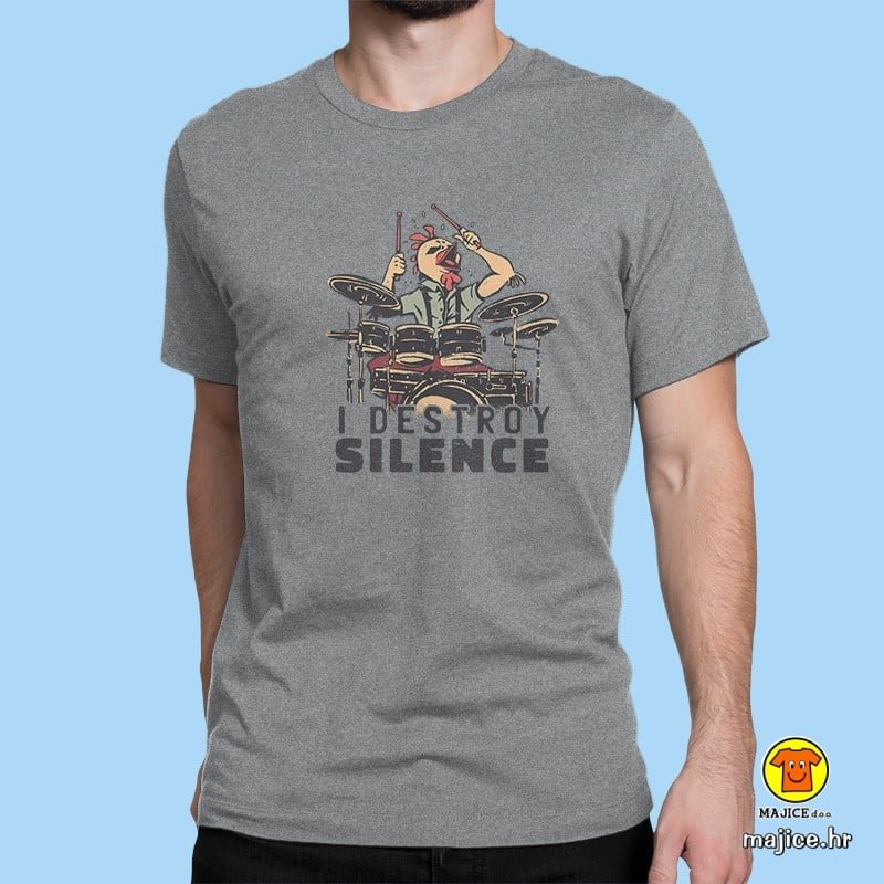 0451-maj-I DESTROY SILENCE -SIVA I DESTROY SILENCE majica s natpisom siva