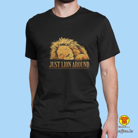 JUST LION AROUND majica s natpisom crna