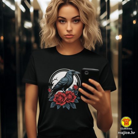 VRANA I RUŽE | ženska majica s natpisom