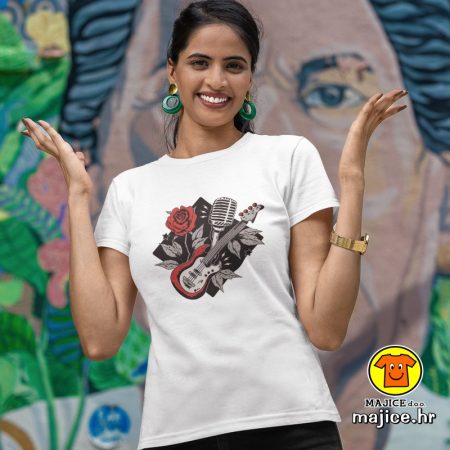 ROCKABILLY GITARA RUŽE | ženska majica s natpisom