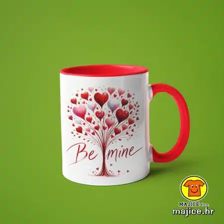 0568-BE MINE DRVO SRCE v5 šalica s natpisom