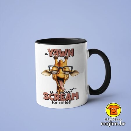 YAWN Y A SILENT SCREAM FOR COFFEE v1 | šalica s natpisom