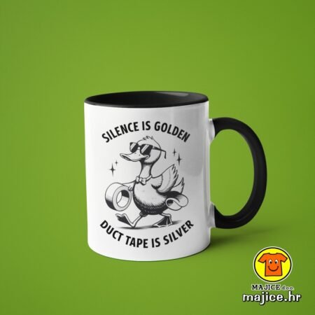 SILENCE IS GOLD DUCT TAPE IS SILVER v5 | šalica s natpisom