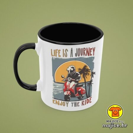 LIFE IS A JOURNEY ENJOY THE RIDE VESPA v1 | šalica s natpisom