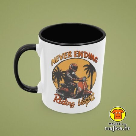 NEVER ENDING RIDING VESPA v1 | šalica s natpisom