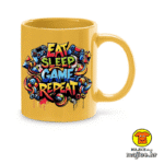 EAT SLEEP GAME REPEAT | šalica s natpisom