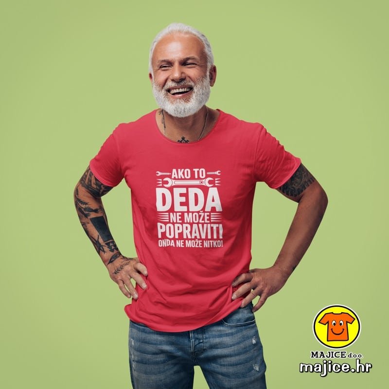 AKO TO DEDA NE MOŽE POPRAVITI ONDA NE MOŽE NITKO v2 majica s natpisom 00789 crvena AKO TO DEDA NE MOŽE POPRAVITI ONDA NE MOŽE NITKO v2 | majica s natpisom crvena