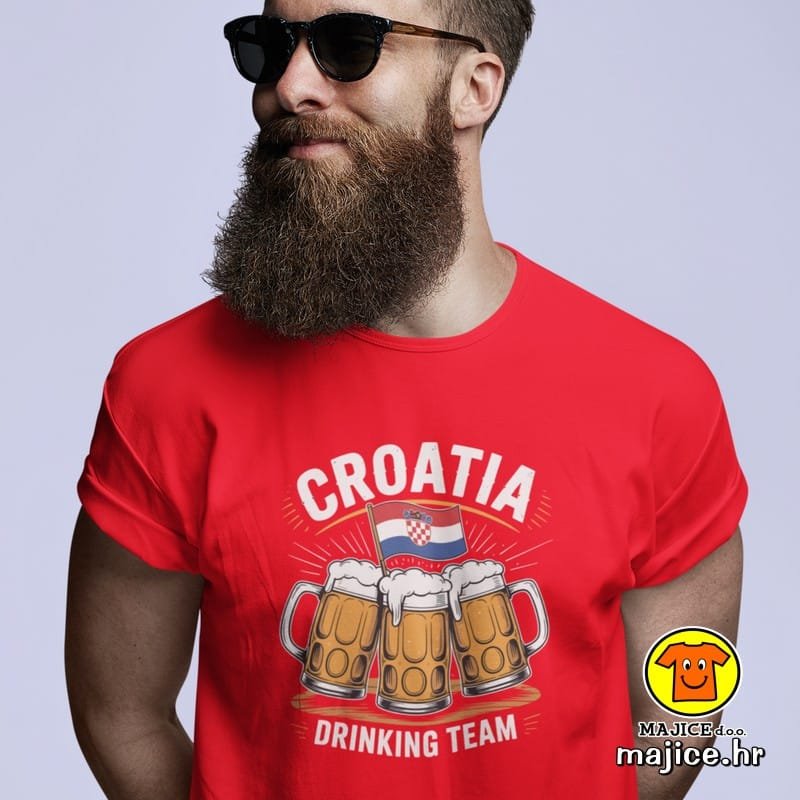 CROATIA DRINKING TEAM v2 majica s natpisom 00781 crvena CROATIA DRINKING TEAM v2 | majica s natpisom crvena