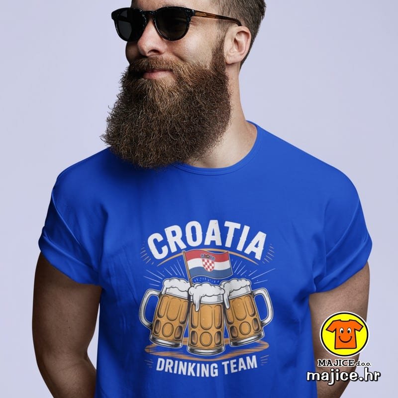 CROATIA DRINKING TEAM v2 majica s natpisom 00781 plava CROATIA DRINKING TEAM v2 | majica s natpisom plava