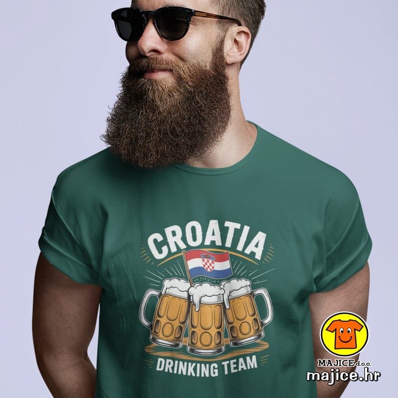 CROATIA DRINKING TEAM v2 majica s natpisom 00781 zelena