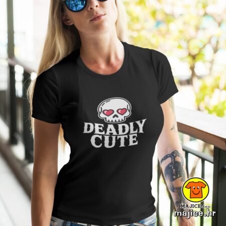 DEADLY CUTE v2 ženska majica s natpisom 0243 crna