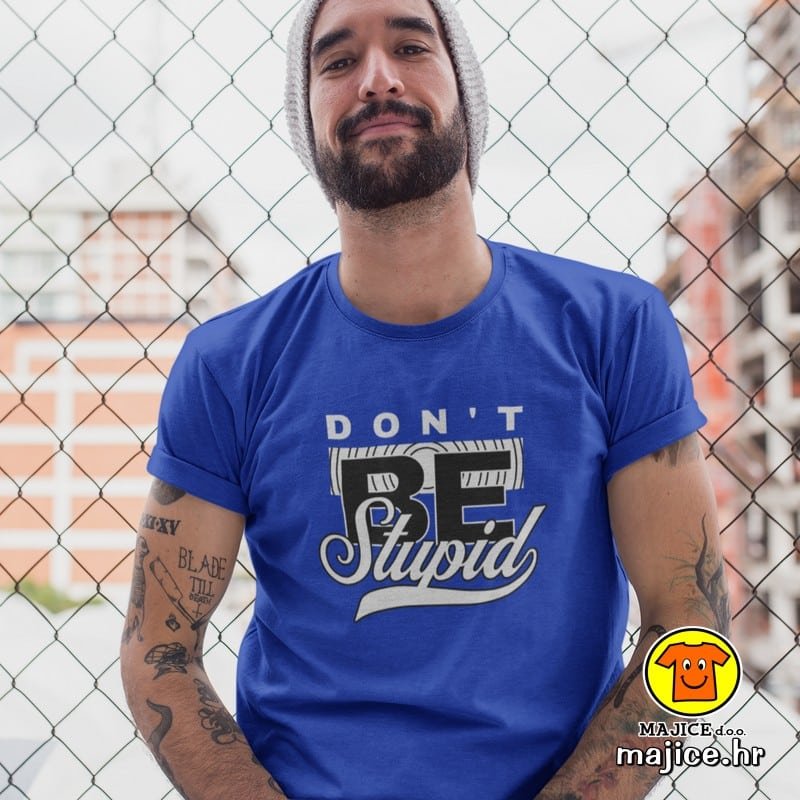 DON`T BE STUPID majica s natpisom 00748 plava DON`T BE STUPID | majica s natpisom