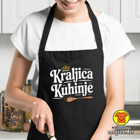 KRALJICA KUHINJE pregača s natpisom 0029 crna