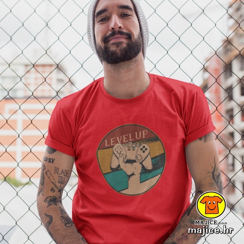 LEVEL UP majica s natpisom 00745 crvena