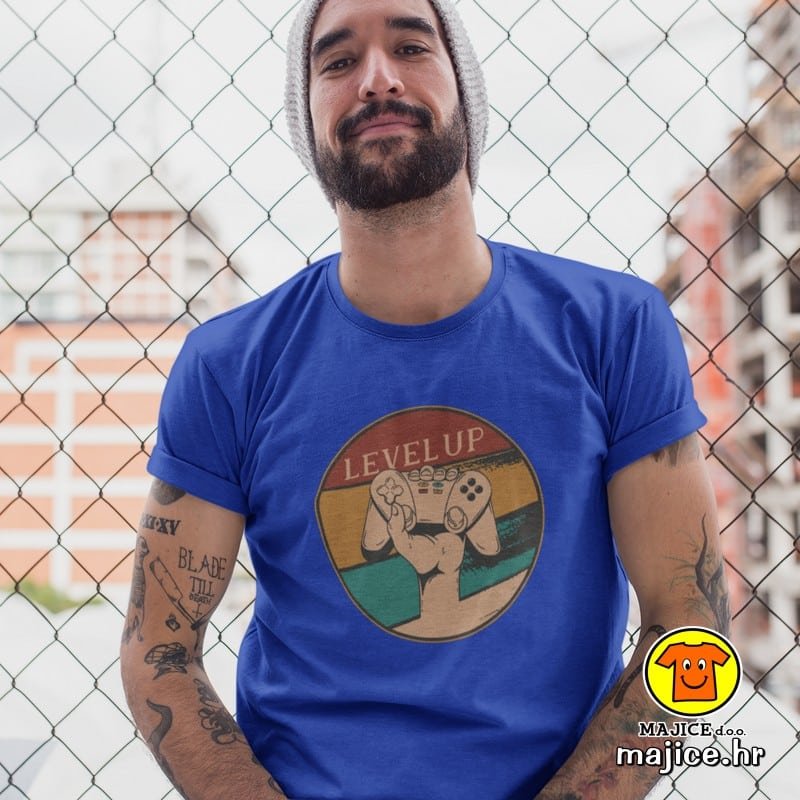 LEVEL UP majica s natpisom 00745 plava LEVEL UP | majica s natpisom plava