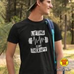 LIFTING IS MY THERAPY majica s natpisom 00754 plava