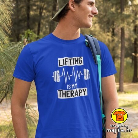 LIFTING IS MY THERAPY majica s natpisom 00754 plava