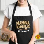 MAMINA KUHINJA JE ZAKON pregača s natpisom 0028 maslinasto zelena