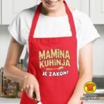 MAMINA KUHINJA JE ZAKON pregača s natpisom 0028 maslinasto zelena