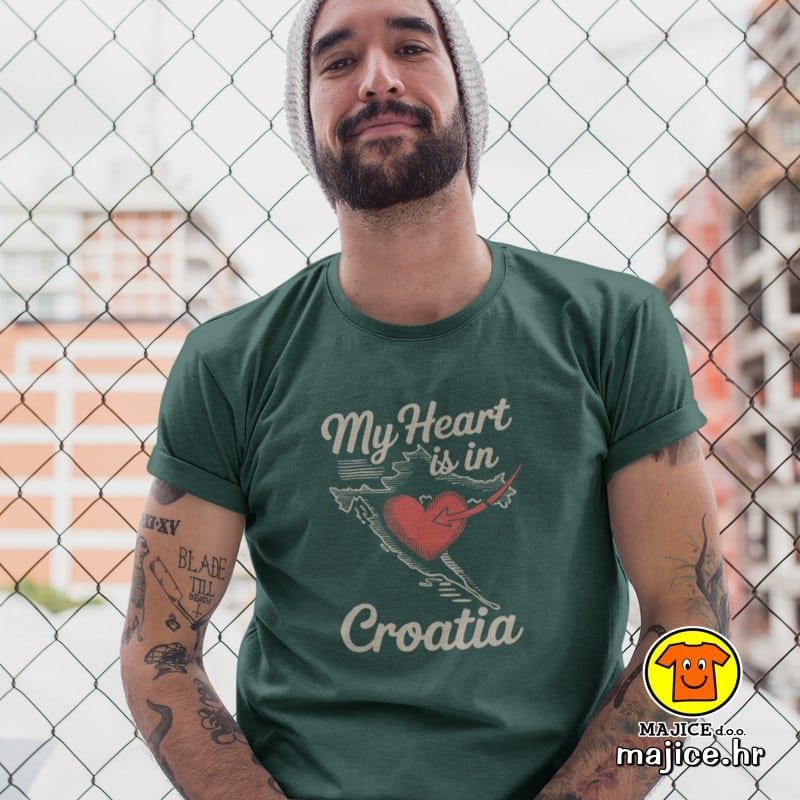 MY HEART IS IN CROATIA majica s natpisom 00744 zelena