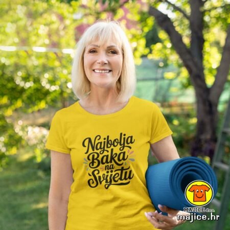 NAJBOLJA BAKA NA SVIJETU v2 ženska majica s natpisom 0240 žuta