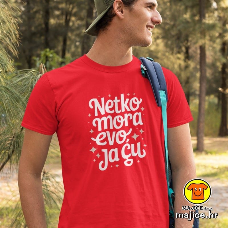 NETKO MORA EVO JA ĆU majica s natpisom 00757 crvena NETKO MORA EVO JA ĆU | majica s natpisom crvena