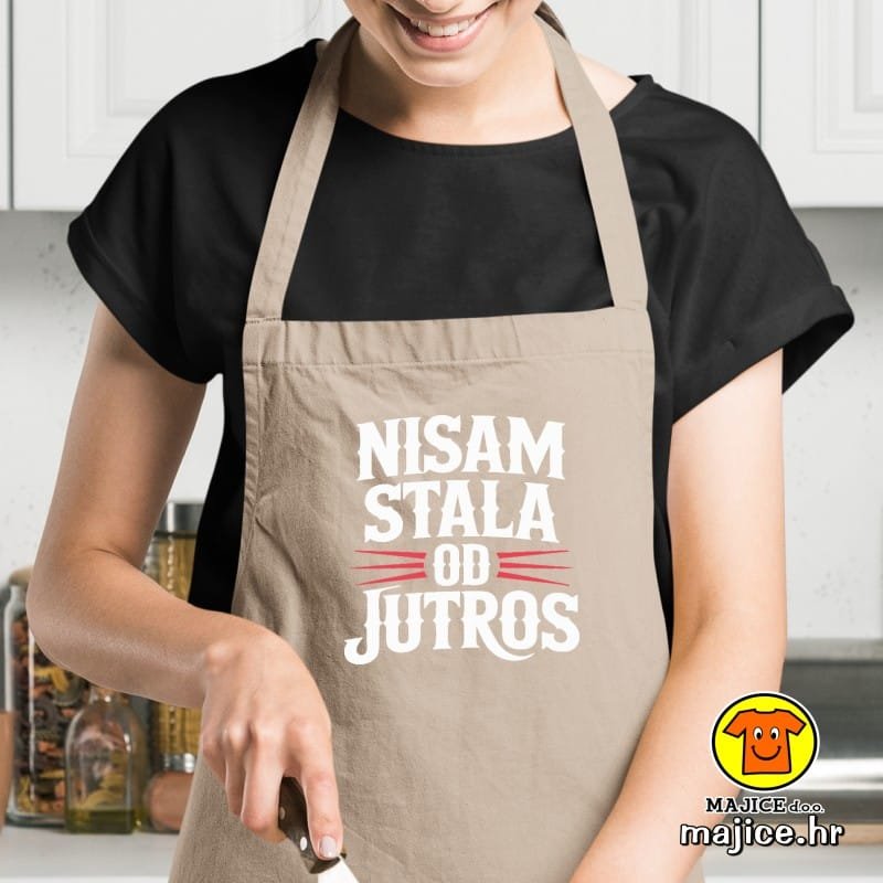 NISAM STALA OD JUTROS pregača s natpisom 0033 krem NISAM STALA OD JUTROS | pregača s natpisom krem