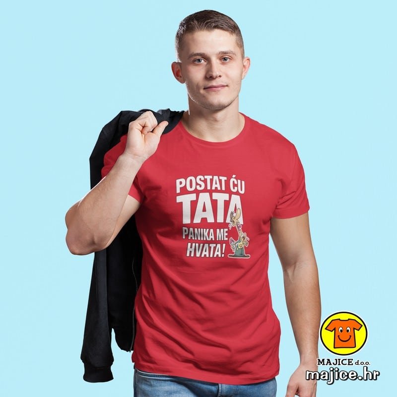 POSTAT ĆU TATA PANIKA ME HVATA v2 majica s natpisom 00790 crvena POSTAT ĆU TATA PANIKA ME HVATA v2 | majica s natpisom crvena